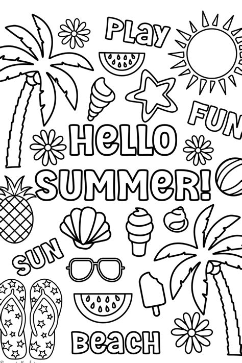 summer printable page summer vacation coloring kids coloring