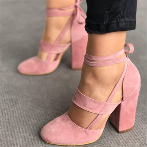 Fashion New Womens High Heels Thick Heeled Shoes Platform