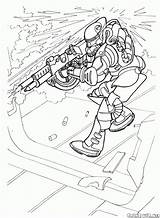 Coloring Pages Spaceguard Costume Soldier Future Action Futuristic sketch template