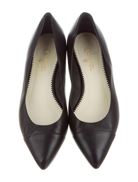 chanel leather pointed toe flats shoes cha  realreal
