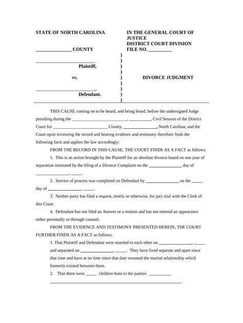 nc divorce agreement form fill   sign printable  template