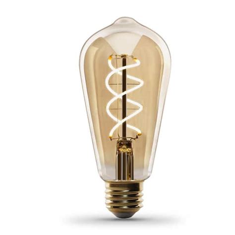 feit electric  watt equivalent st dimmable spiral filament amber glass  vintage edison