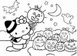 Halloween Kitty Hello Coloring Pages Colouring Popular sketch template