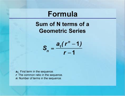formulas sum   terms   geometric series mediamath