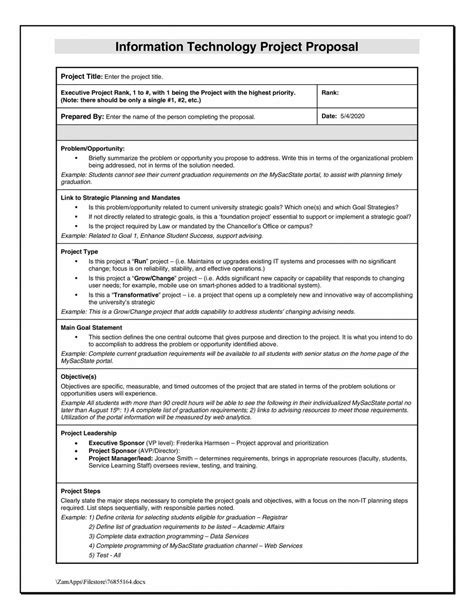 printable  professional project proposal templates templatelab