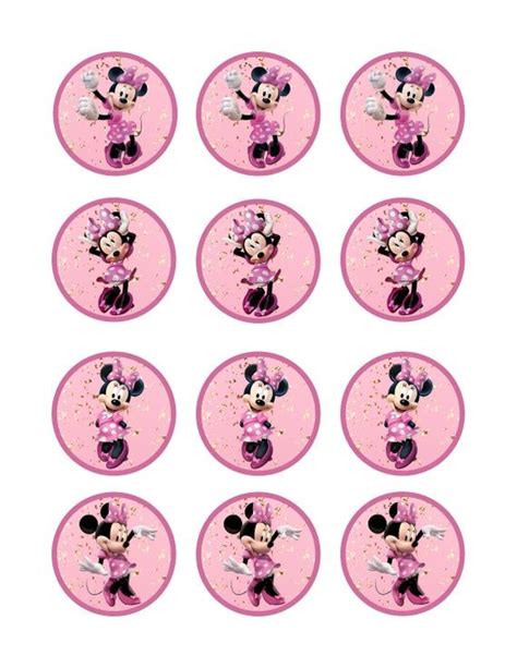 minnie mouse toppers pink minnie mouse cupcake toppers etsy espana