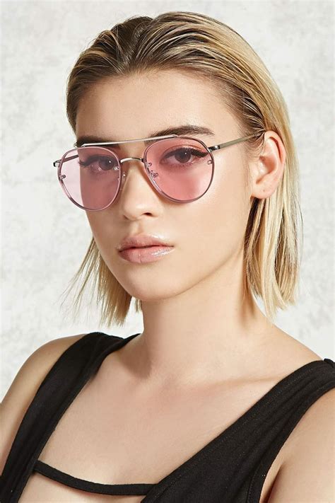 Pink Tinted Avaitor Glasses Fashion Eyeglasses Tinted Aviator