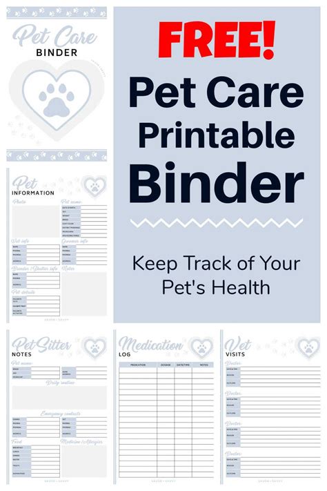 pet binder printables  templates printable