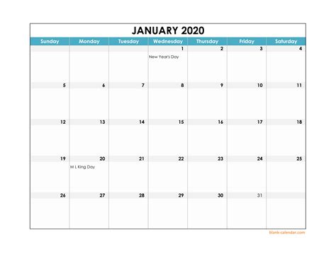 printable horizontal calendar  calendar printables