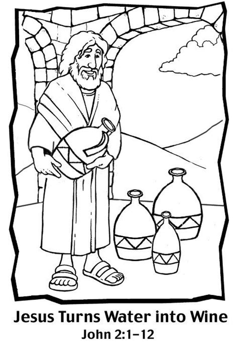 bible coloring pages jesus turns water  wine book  kids