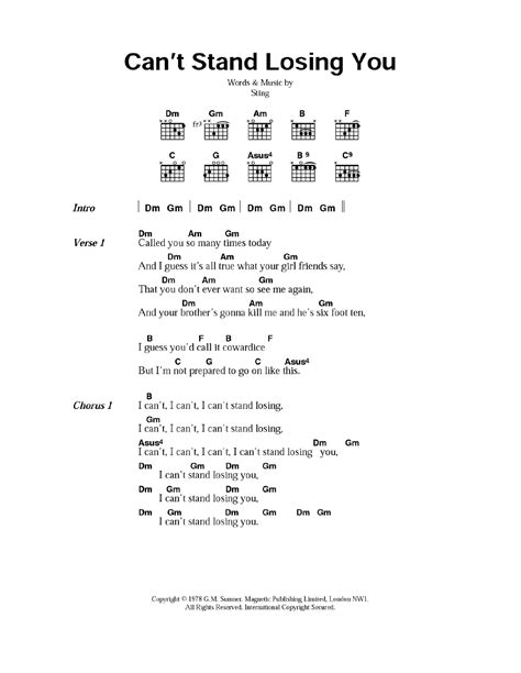 Cant Stand Losing You By The Police Guitar Chords Lyrics Guitar
