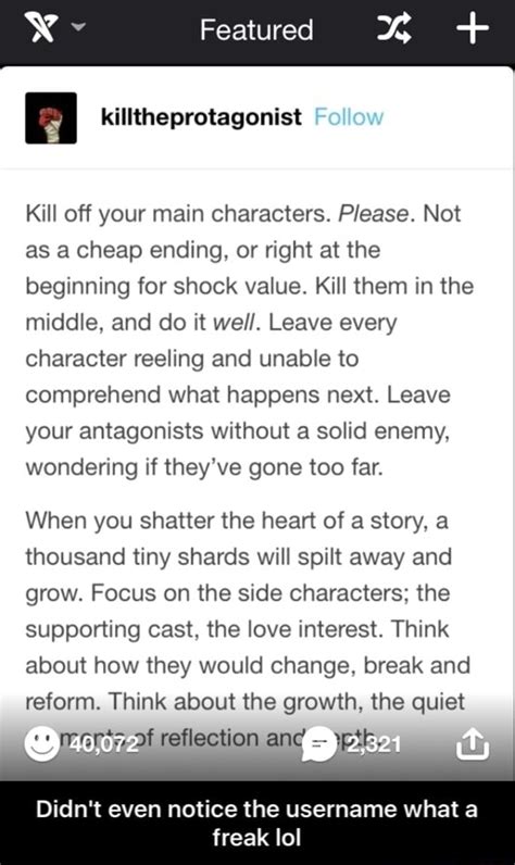 kill off your main characters please not as a cheap ending or right
