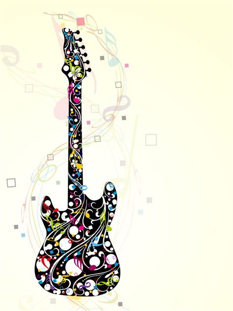 Abstract Colorful Guitar With Musical Notes Royalty Free