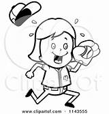 Ball Clipart Catching Baseball Girl Coloring Cartoon Cory Thoman Outlined Vector Grabbing Little 2021 Clipground sketch template