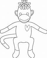 Coloring Sock Pages Monkey sketch template