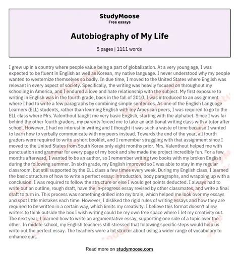 autobiography   life  essay