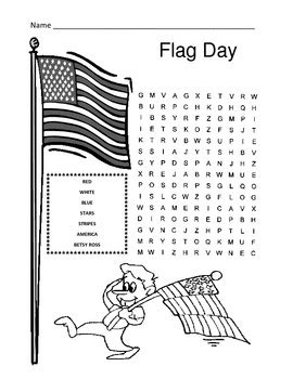 flag day word search puzzle st grade  kelly connors tpt