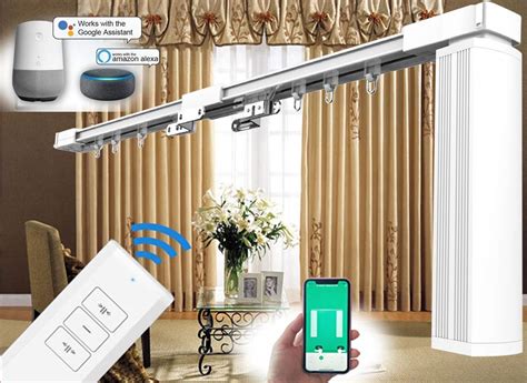 buy simplesmart remote control electric curtain tracks   alexa smart drape rail