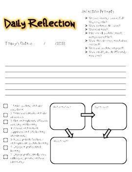 daily reflection sheet template daily reflection teacher reflection