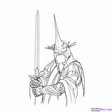 Sauron Nazgul Lotr Coloriage Anneaux Seigneur Dragoart Gandalf Legolas Silueta Topper Tolkien Chatarra Earth Designlooter sketch template