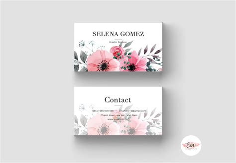 elegant floral business card template by emaholic templates thehungryjpeg