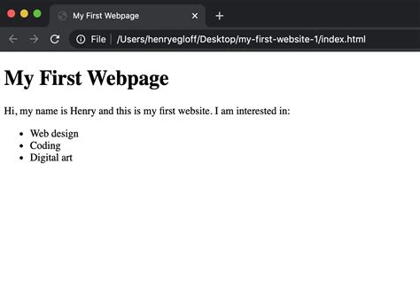 code  basic webpage  html henry egloff