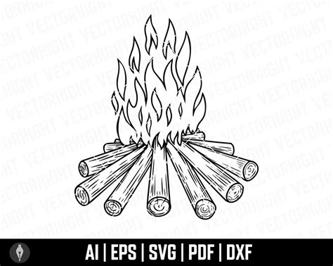 campfire svg campfire shape ai eps  dxf campfire etsy