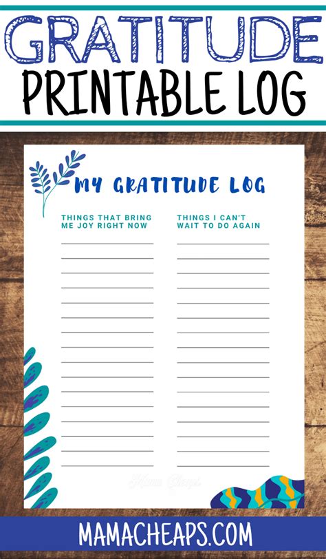 printable gratitude log   ages mama cheaps