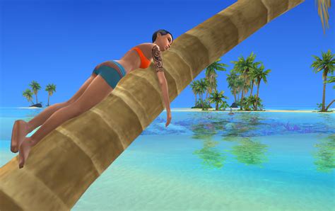 sims  leaning palm tree
