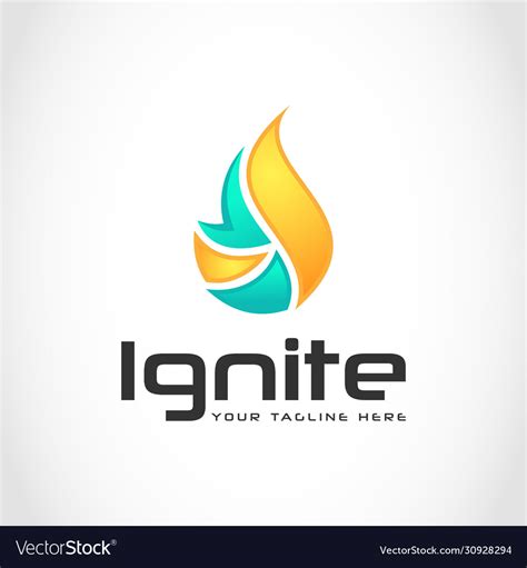 Ignite Flame Flare Oil Gas Logo Design Royalty Free Vector