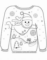 Sweater Coloring Ugly Christmas Pages Winter Colouring Printable Template Snowman Clothes Drawing Prize Sweaters Motif Door Color Sheets Muminthemadhouse Kids sketch template