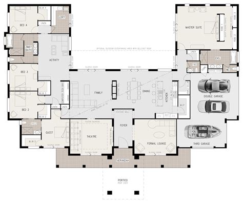 floor plan friday  shaped  bedroom family home courtyard house plans house plans