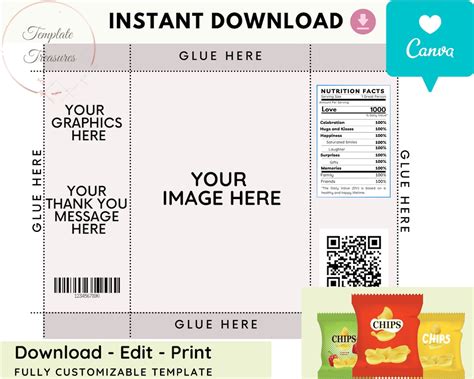 chip bag template instant  chip bag template chip etsy