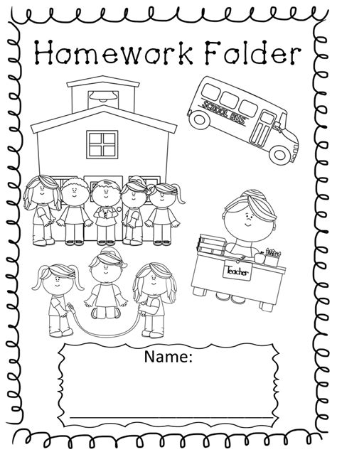 kindergarten homework folder reference sheets black  white homework
