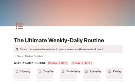 ultimate weekly daily routine notion template