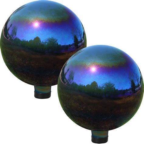Sunnydaze Mirrored Garden 10 Glass Gazing Ball Yard Decor 2 Pack Ebay