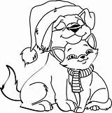 Coloring Dog Cat Christmas Pages Printable Kids Animals Categories sketch template