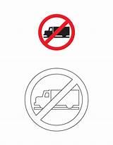 Coloring Sign Traffic Prohibited Truck Trafik Pages Road sketch template