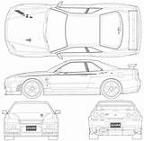 Nissan Skyline R34 Blueprint Gt Drawingdatabase 3d sketch template