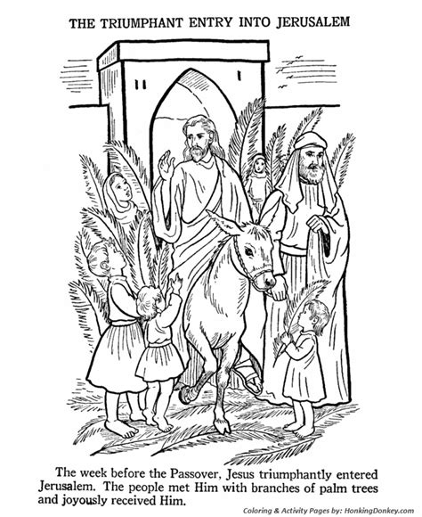 easter bible coloring pages jesus enters jerusalem honkingdonkey