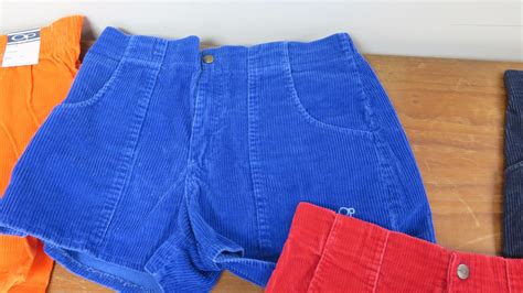 prs vintage op corduroy shorts orange size   drk blue