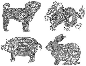 animals   chinese zodiac  year coloring pages  pamela