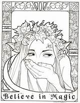 Coloring Pages Adult Colouring Magic Deviantart Elves Elf Adults Believe Sheets Khallion Color Printable Leafy Cool Fairy sketch template