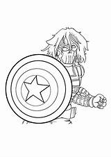Coloring Pages Soldier Winter Captain America Popular sketch template