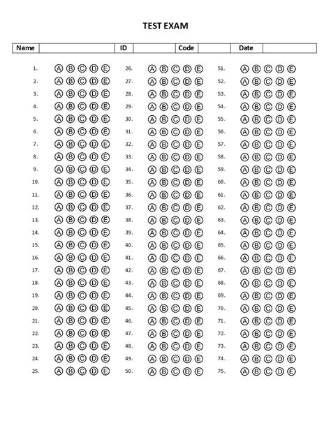 multiple choice exam paper template    printable