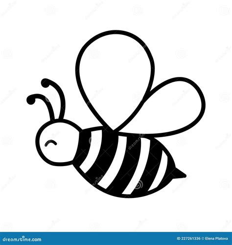 honey bee  coloring page cute simple bee insect vector illustration