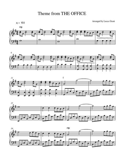 office theme song sheet   piano