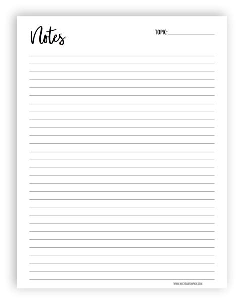 notes template printable