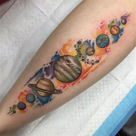 watercolor solar system tattoo solar system tattoo planet tattoos  sleeve tattoos