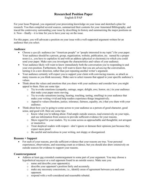 research position paper guidelines